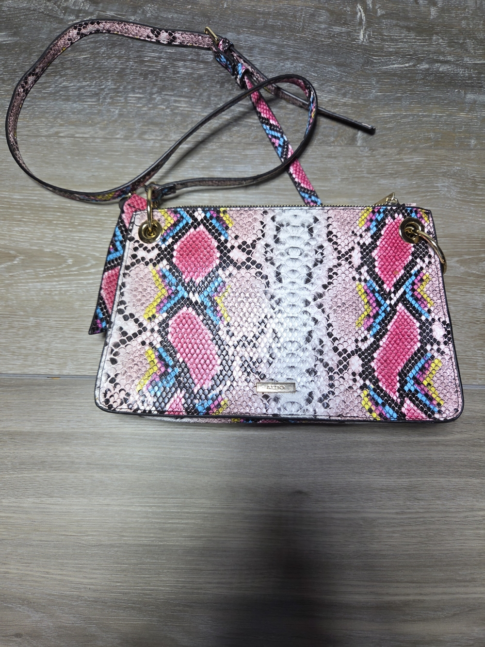 ALDO Pink Multicolor Snakeskin Print Crossbody Shoulder Bag